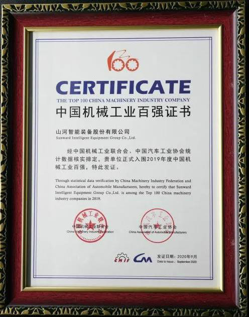 2019年中国机械工业百强发布，ca888亚洲城智能排名52位